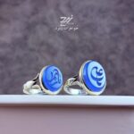 ست انگشتر زنانه مردانه عقیق آبی