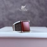 انگشتر نقره مردانه عقیق سرخ