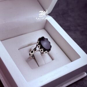 انگشتر نقره مردانه عقیق مشکی