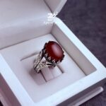انگشتر نقره مردانه عقیق سرخ رکاب طرح ذوالفقار
