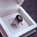 انگشتر نقره مردانه عقیق مشکی رکاب طرح ذوالفقار