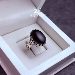 انگشتر نقره مردانه عقیق مشکی