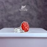 انگشتر نقره زنانه عقیق سرخ حکاکی حسین