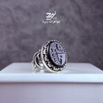 انگشتر نقره مردانه عقیق مشکی حکاکی یا حسین