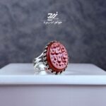 انگشتر نقره مردانه عقیق سرخ حکاکی حسین