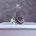 انگشتر نقره مردانه حدید سماقی حکاکی لیزر عین علی