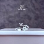 انگشتر نقره زنانه طرح گل و پروانه
