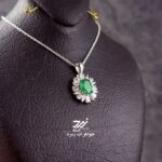 گردنبند نقره زنانه جواهری زمرد زامبیا درجه یک