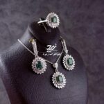 نیم ست نقره زنانه جواهری زمرد زامبیا