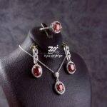 نیم ست نقره زنانه جواهری یاقوت سرخ آفریقایی