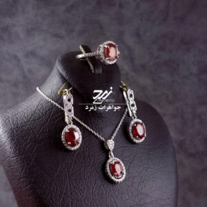 نیم ست نقره زنانه جواهری یاقوت سرخ آفریقایی