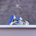 ست انگشتر زنانه مردانه عقیق آبی