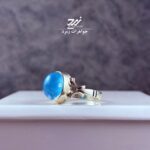 انگشتر نقره زنانه دُر نجف زیر نگین فیروزه ی صنعتی