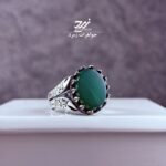 انگشتر نقره مردانه عقیق سبز رکاب طرح ذوالفقار