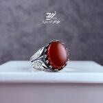 انگشتر نقره مردانه عقیق سرخ رکاب طرح ذوالفقار