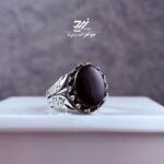 انگشتر نقره مردانه عقیق مشکی رکاب طرح ذوالفقار