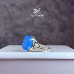انگشتر نقره زنانه عقیق آبی حکاکی فاطمه