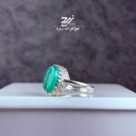 انگشتر نقره زنانه عقیق سبز حکاکی حسن