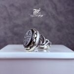 انگشتر نقره مردانه عقیق مشکی حکاکی یا حسین