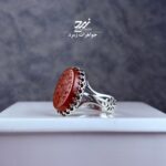 انگشتر نقره مردانه عقیق سرخ حکاکی حسین