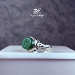 انگشتر نقره مردانه عقیق سبز حکاکی یا علی
