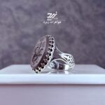 انگشتر نقره مردانه حدید سماقی حکاکی لیزر عین علی