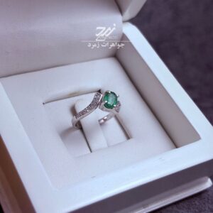 انگشتر نقره زنانه جواهری زمرد زامبیا درجه یک