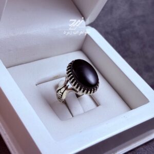 انگشتر نقره مردانه عقیق مشکی اصل