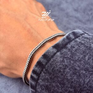 دستبند نقره مردانه طرح ماری کار ترک