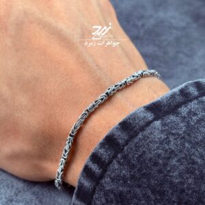 دستبند نقره جواهری مردانه طرح کرال کار ترک