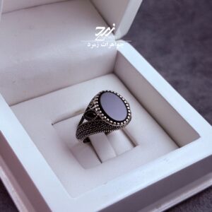 انگشتر نقره مردانه عقیق مشکی اسپرت