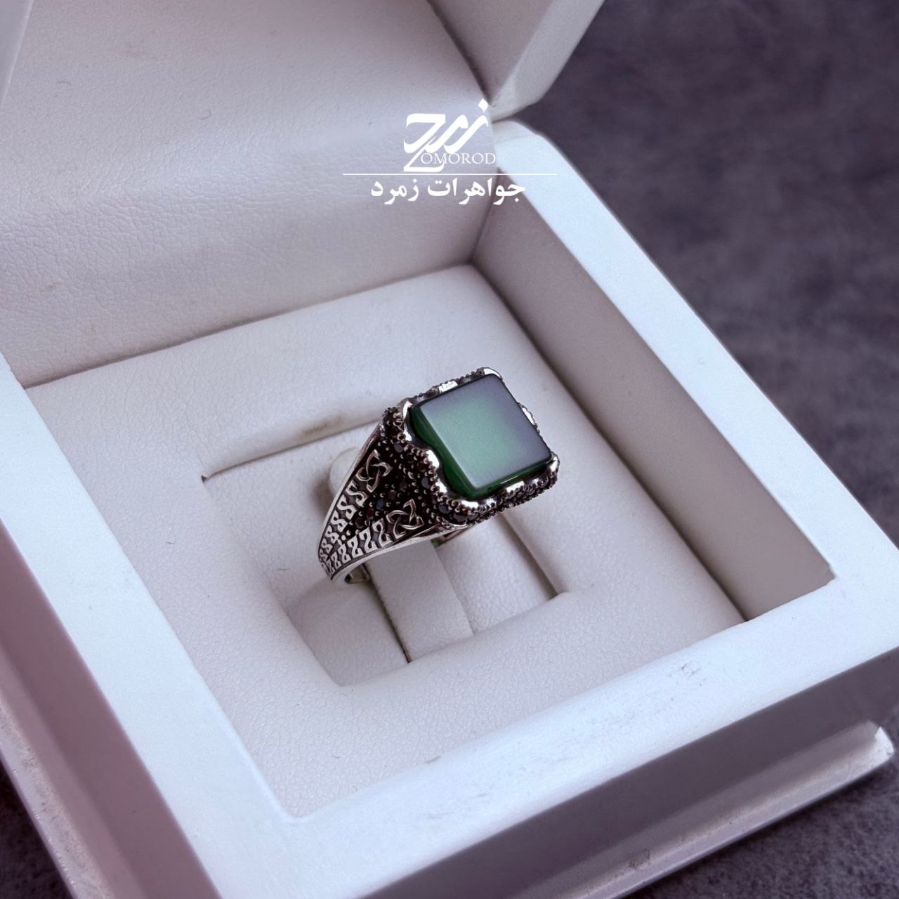 انگشتر نقره مردانه عقیق سبز انگشتر نقره مردانه عقیق سبز