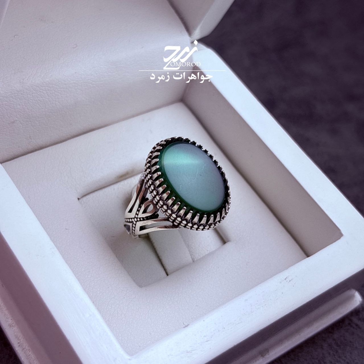 انگشتر نقره مردانه عقیق سبز انگشتر نقره مردانه عقیق سبز