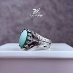 انگشتر نقره مردانه عقیق سبز رکاب طرح ذوالفقار