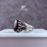 انگشتر نقره مردانه عقیق مشکی رکاب طرح ذوالفقار