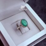 انگشتر نقره زنانه عقیق سبز حکاکی حسن