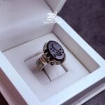 انگشتر نقره مردانه عقیق مشکی حکاکی زینب