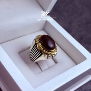 انگشتر نقره مردانه عقیق یمنی جزء