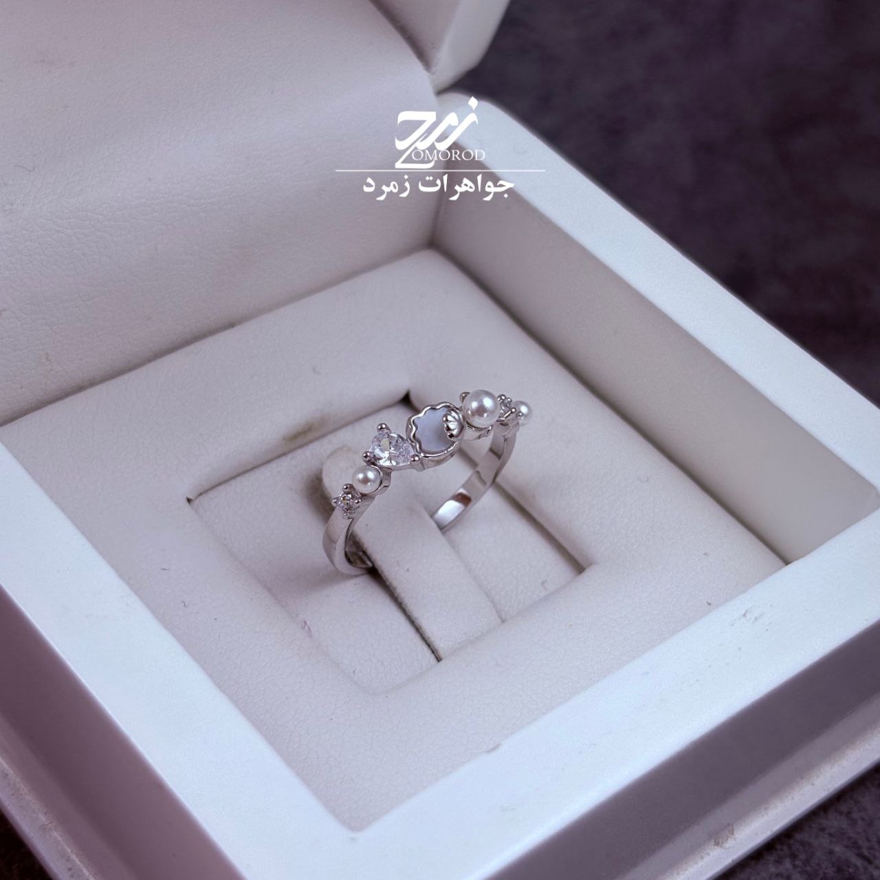 انگشتر نقره زنانه مروارید پرورشی اصل انگشتر نقره زنانه مروارید پرورشی اصل