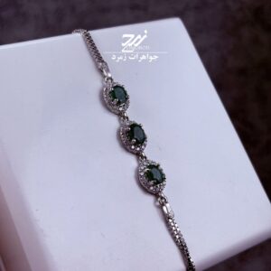 دستبند نقره جواهری زمرد زامبیا