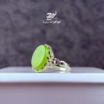 انگشتر نقره زنانه عقیق سبز کاهویی