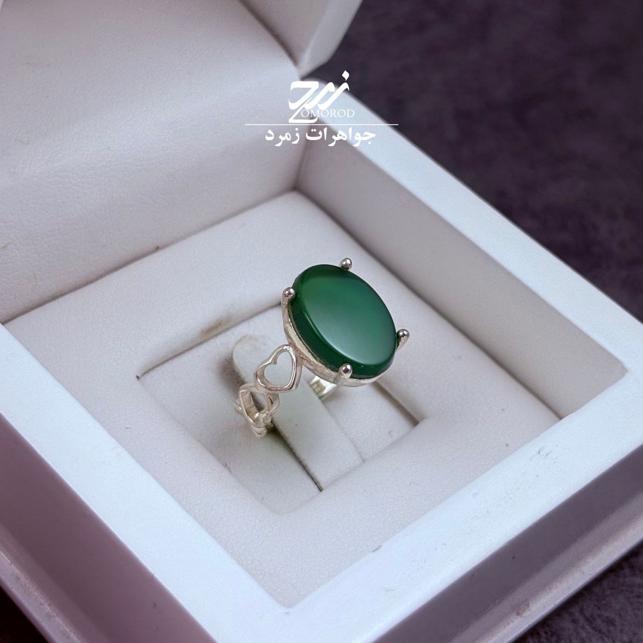 انگشتر نقره زنانه عقیق سبز انگشتر نقره زنانه عقیق سبز