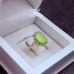 انگشتر نقره زنانه عقیق سبز کاهویی