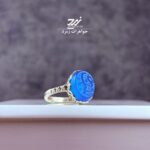 انگشتر نقره زنانه عقیق آبی حکاکی یا زینب