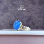 انگشتر نقره زنانه عقیق آبی حکاکی یا زینب