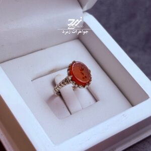 انگشتر نقره زنانه عقیق سرخ حکاکی علی