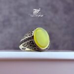 انگشتر نقره روس (غیرنقره) مردانه عقیق زرد شرف الشمس کد 046