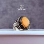انگشتر نقره روس (غیرنقره) مردانه عقیق زرد شرف الشمس کد 047