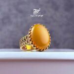 انگشتر نقره روس (غیرنقره) مردانه عقیق زرد شرف الشمس کد 030