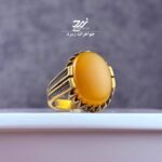 انگشتر نقره روس (غیرنقره) مردانه عقیق زرد شرف الشمس کد 032